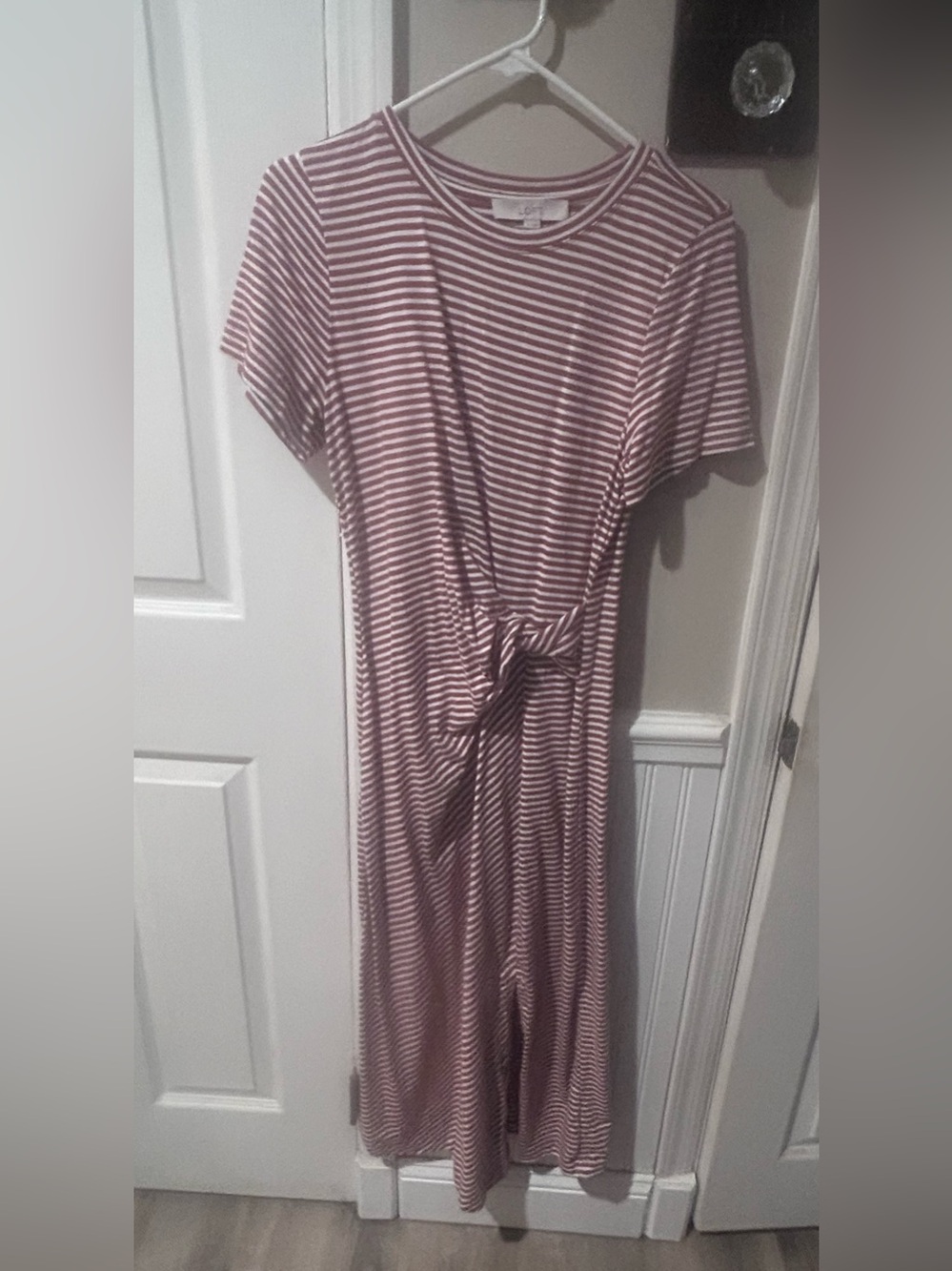 Loft Striped Knot-Front Casual Maxi Dress - Brown /White